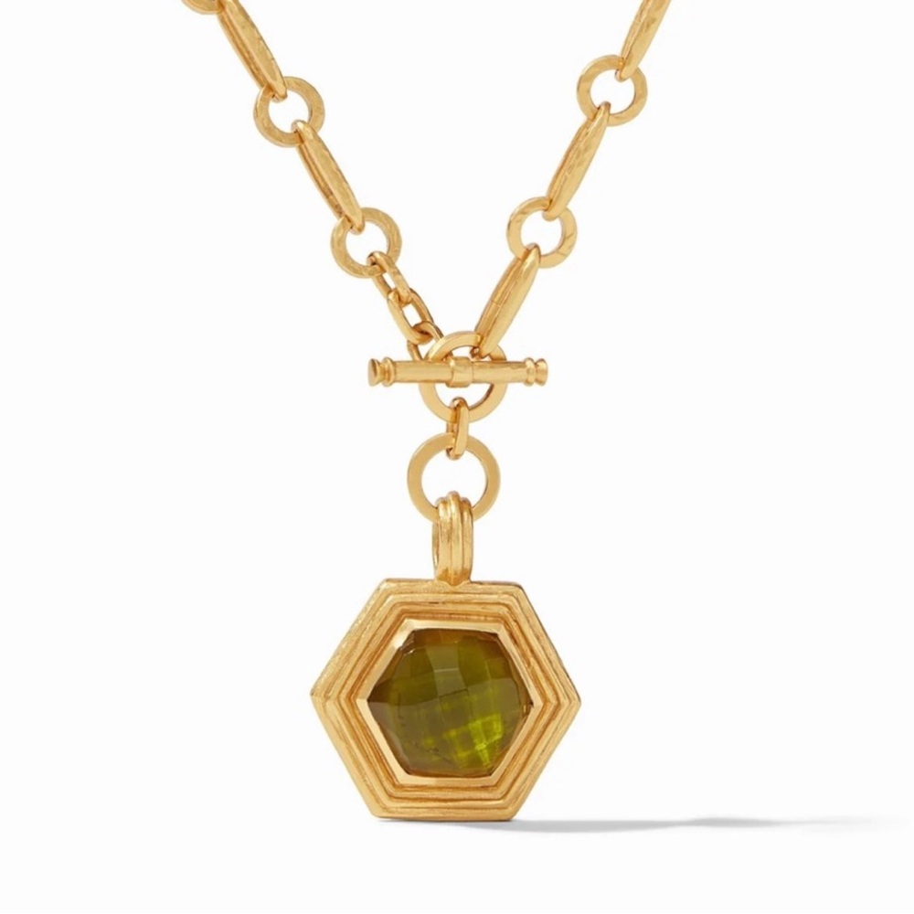 Julie Vos Authentic Rare Luxury Bohemian Summer Iridescent Jade Green Necklace